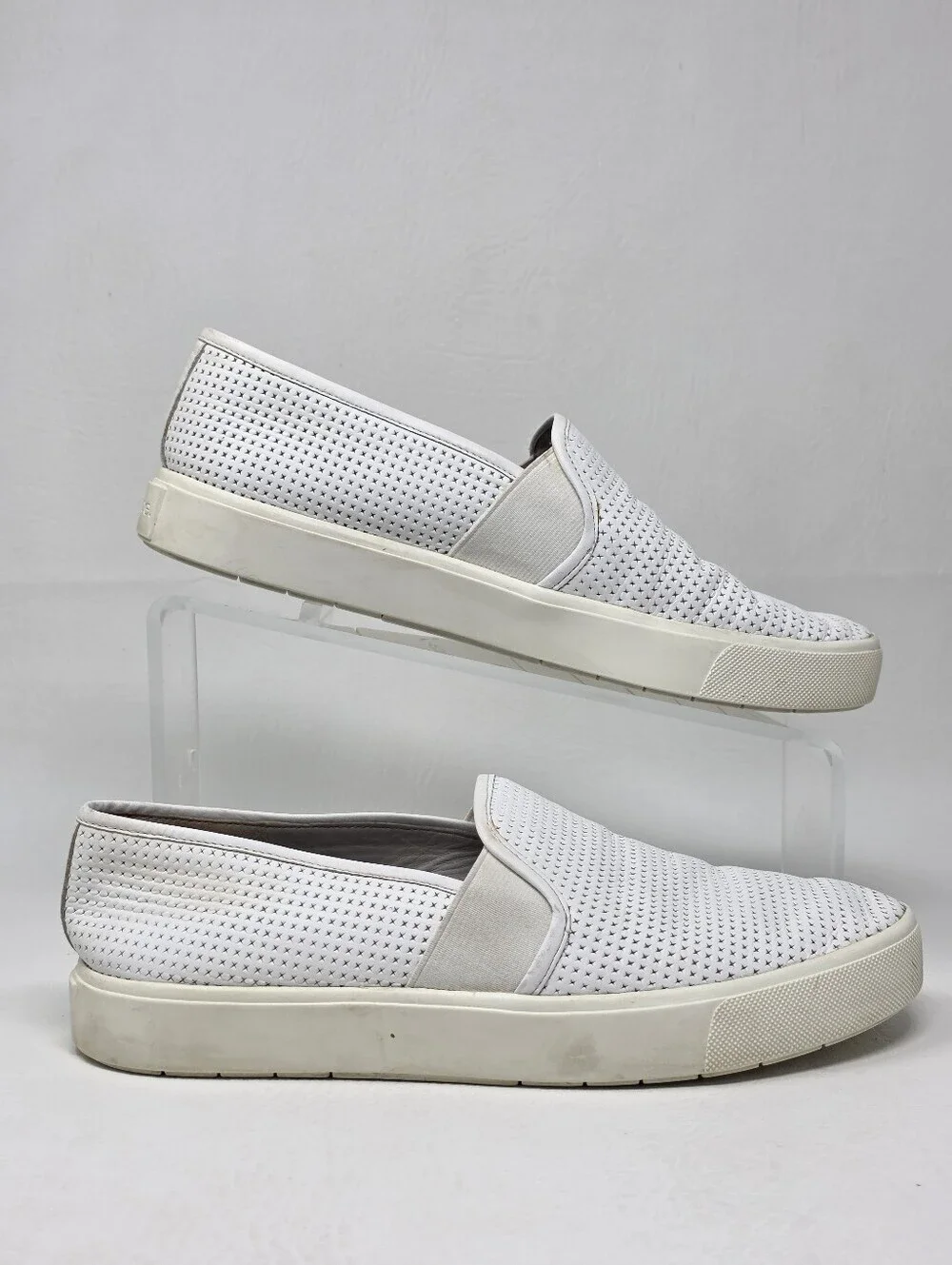 Vince Blair Perforated Leather Slip-On White Sneakers Women Size US 6.5 EU 36.5